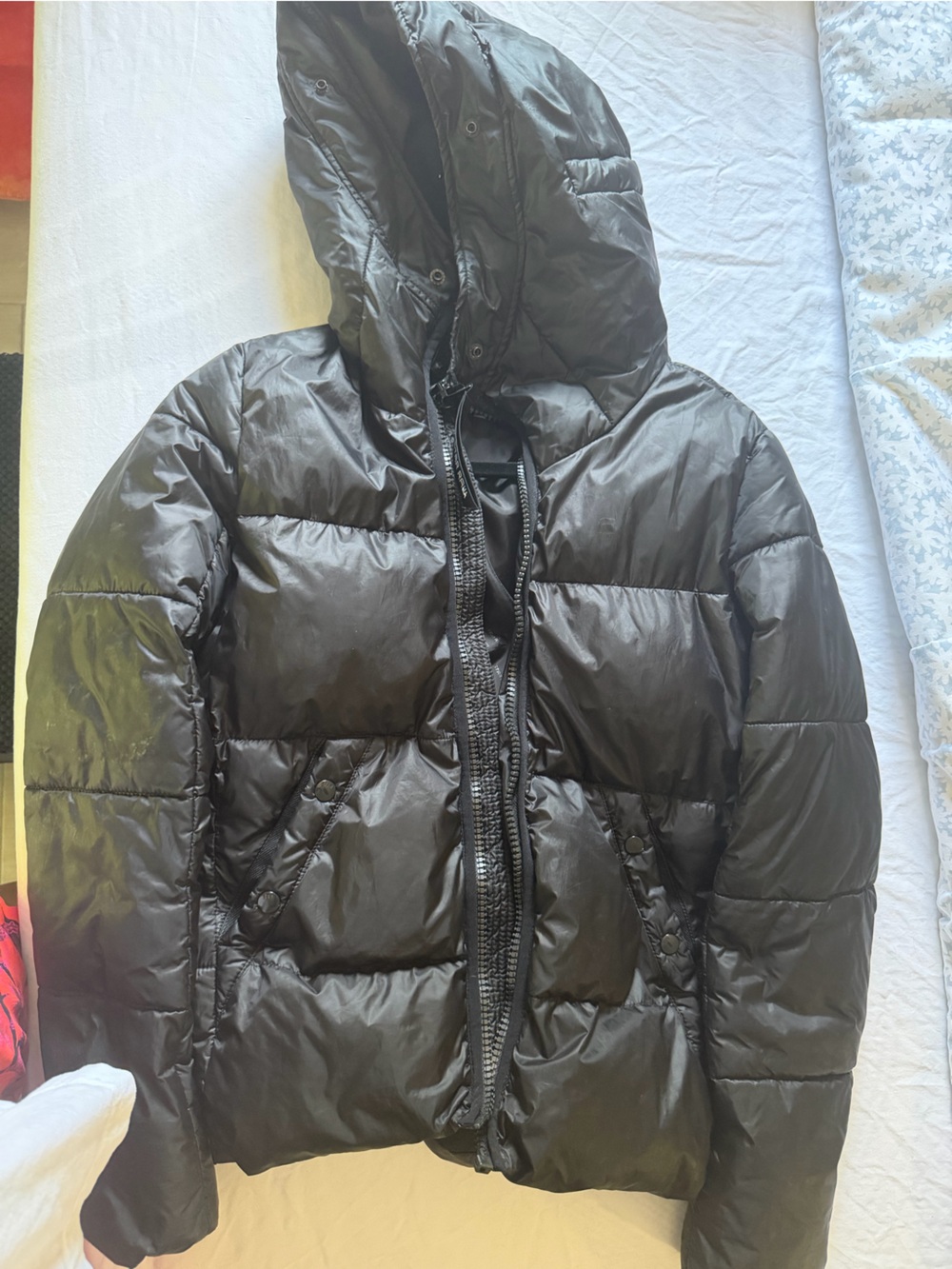 G Star Raw Black Hooded Puffer Jacket